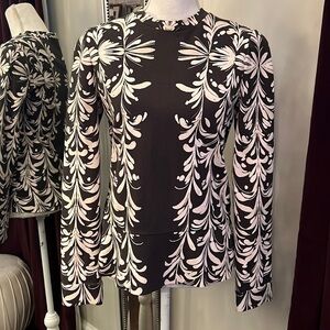 Tory Burch Gray Paisley Long Sleeved Top Size Small